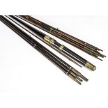 Fishing Rods, three antique rods, C. Farlow, London four piece wooden rod 15½, two tips, a dark