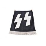A Third Reich SS Podium Banner, having brass clips to top, marked to reverse, approx 52cm by 63cm,
