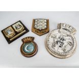 Ship's Plaques, four ship related plaques, one marked Diana, 19cm, another with three lions,