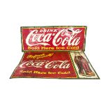 Two Original Coca Cola Advertising Signs, two printed tin signs each inscribed Drink Coca Cola