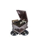 A table grand gramophone, Selecta, with Truphonic tone-arm, Noropa soundbox and mahiogany case; a