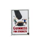 Enamelled Guinness Advertising Sign Guinness For Strength depicting lumberjacks marked Guinness