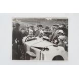 Barratt's Press Agency Silver Prints of Brooklands Race Track, R J Munday, enjoying a joke after his