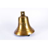 A large brass ships bell from MV Dara, the 1948 build Dubai based ship that transported expatriate