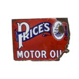 Original Enamelled Price's Motor Oils Advertising Sign, a pictorial double sided example with