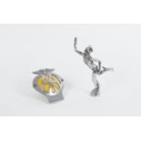 Car Mascot and AA badge, a chromed brass car mascot modelled as Mercury or Hermes, threaded socket