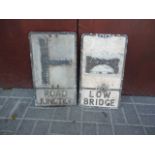 Original Pre Warboys Road Signs, two alloy examples both black on white, Road Junction and Low