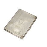 An Art Deco George V silver cigarette case, of rectangular form with engine turned decoration,