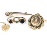 A 19th Century gilt metal mourning brooch, the plaited and scroll hair set in an oval surround