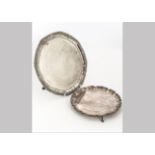 Two mid-20th Century silver card salvers, the smaller from Mappin & Webb, the other by JS & S, 16