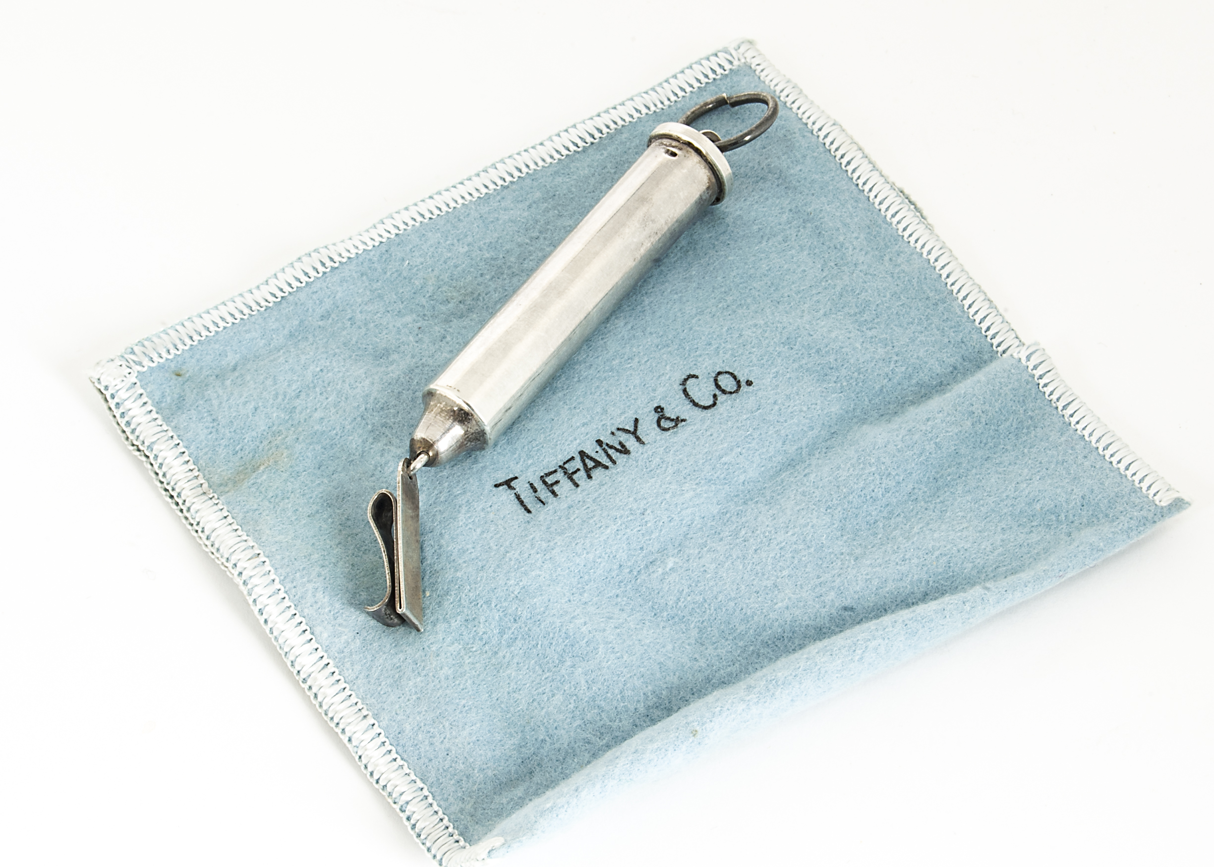 A vintage set of scales from Tiffany & Co, probably for postage, with an associated felt Tiffany