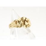 A 9ct gold textured dress ring, ring size S, 10g