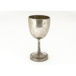 An early 20th Century Chinese white metal goblet, marked to base rim