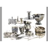 A large collection of Georgian and Victorian and later silver plated items, including three entrée