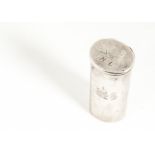 A rare George III silver nutmeg grater by Thomas Phipps & Edward Robinson, cylindrical with hinged