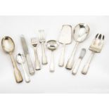 A canteen of Art Deco style silver plated cutlery for twelve, including twelve dinner knives and