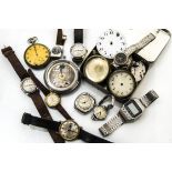 A group of watches, including mid-sized chromed watches marked Waterproof with 15j movements, a