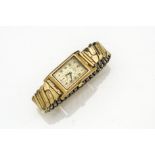 An Art Deco style Record 9ct gold cased gentleman's wristwatch, 22mm case, appears to run, on