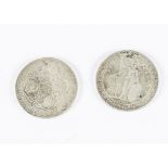 Two early 20th Century silver trade dollars, one dated 1902, the other 1912, both VF-EF