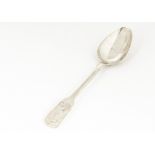 An antique Maltese silver tablespoon by Joseph Le Brun, c1780, fiddle pattern, with engraved