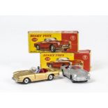 Dinky Toys 114 Triumph Spitfire, two examples, first metallic gold body, red interior, 'Tiger In