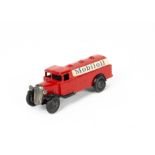 A Pre-War Dinky Toys 25d 'Mobiloil' Petrol Tank Wagon, red body, black type 2 chassis, smooth