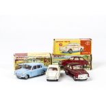 Dinky Toy Cars, 144 Volkswagen 1500, off-white body, red interior, spun hubs, 162 Triumph 1300,