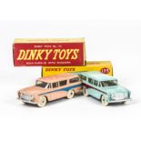 Dinky Toys 173 Nash Rambler, two examples, first pink body, blue flash, beige hubs, second turquoise