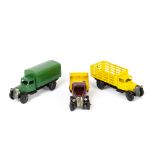 A Pre-War Dinky Toys 25f Market Gardeners Lorry, yellow body, black type 2 chassis, smooth hubs,