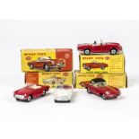 Dinky Toy Open Top Sports Cars, 112 Austin Healey Sprite, 120 Jaguar E Type, 113 M.G.B Sports Car,