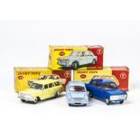 Dinky Toys 140 Morris 1100, light blue body, red interior, spun hubs, 136 Vauxhall Viva, dark