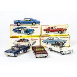 Dinky Toys 174 Ford Mercury Cougar, metallic blue body, yellow interior, 252 Pontiac R.C.M.P Car,