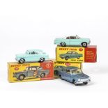 Ford by Dinky Toys, 143 Ford Capri, 155 Ford Anglia, 139 Ford Consul Cortina, all with spun hubs, in