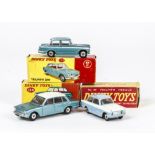 Triumph by Dinky Toys, 135 Triumph 2000, 134 Triumph Vitesse, 189 Triumph Herald, light blue/white