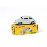 A Dinky Toys 181 Volkswagen Saloon, light grey body, mid-blue ridged hubs, in original box, E, box G