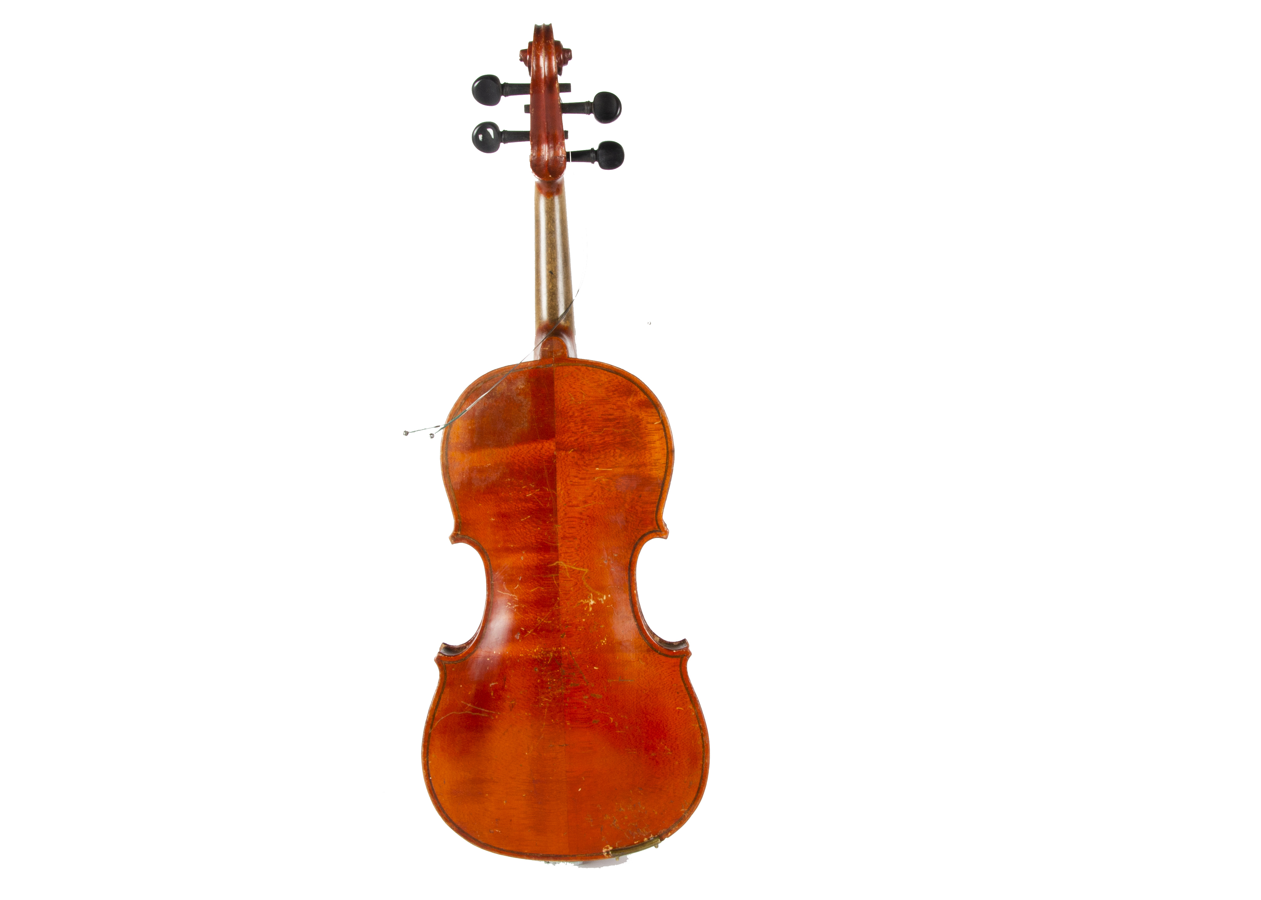 Violin, violin labelled Carl Anton Lippold of Markneukirchen, 14", restorations to the table and - Image 3 of 3