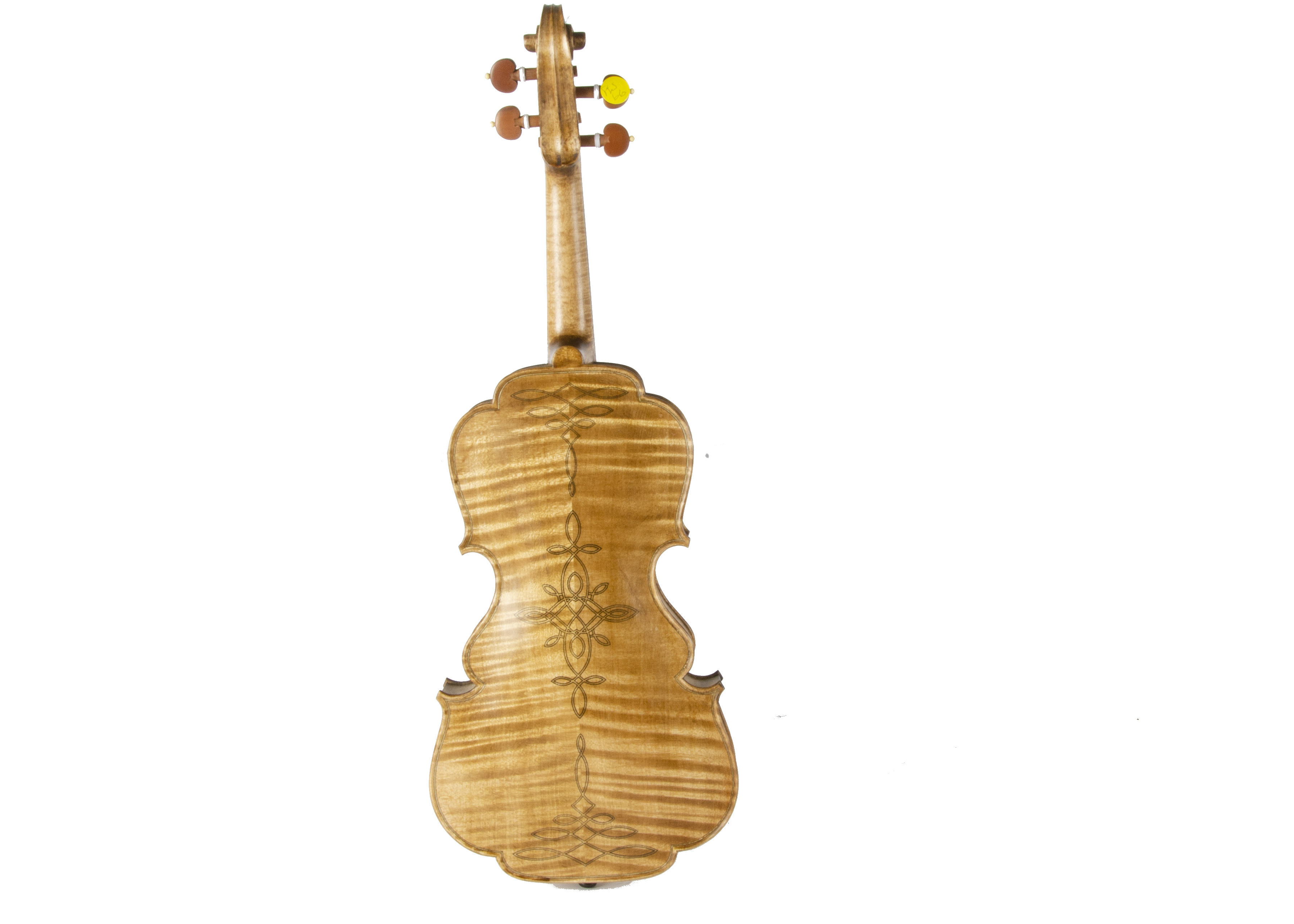 Violin, contemporary unusual-shape violin with back purfling design, no maker's name apparent, - Image 3 of 3