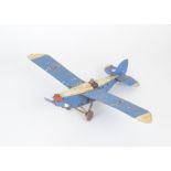 A Meccano Constructor Monoplane, in blue and white with repainted pilot, P-F, some repainting and