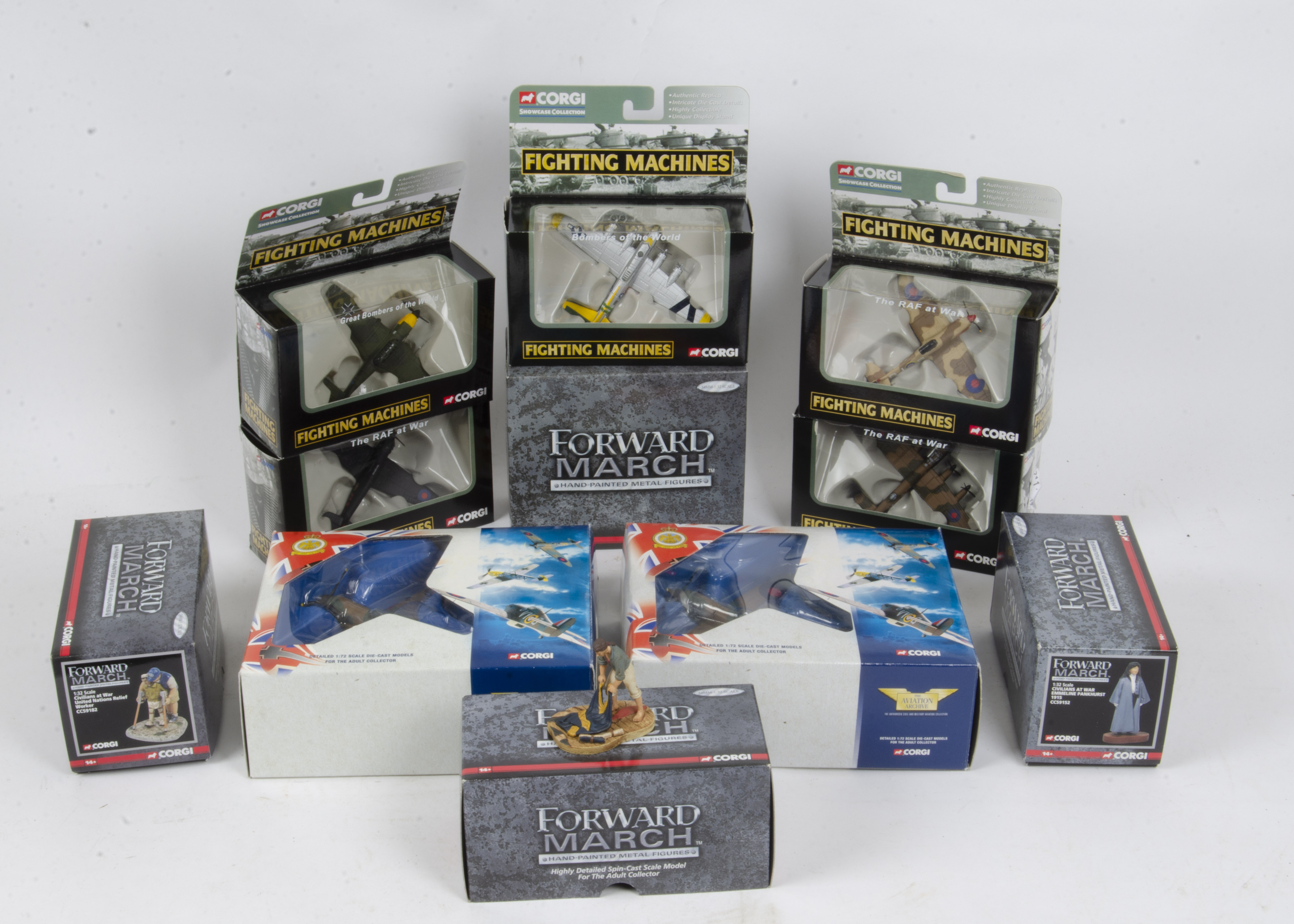 Corgi Military Aircraft and Forward March Figures, a boxed collection comprising Fighting