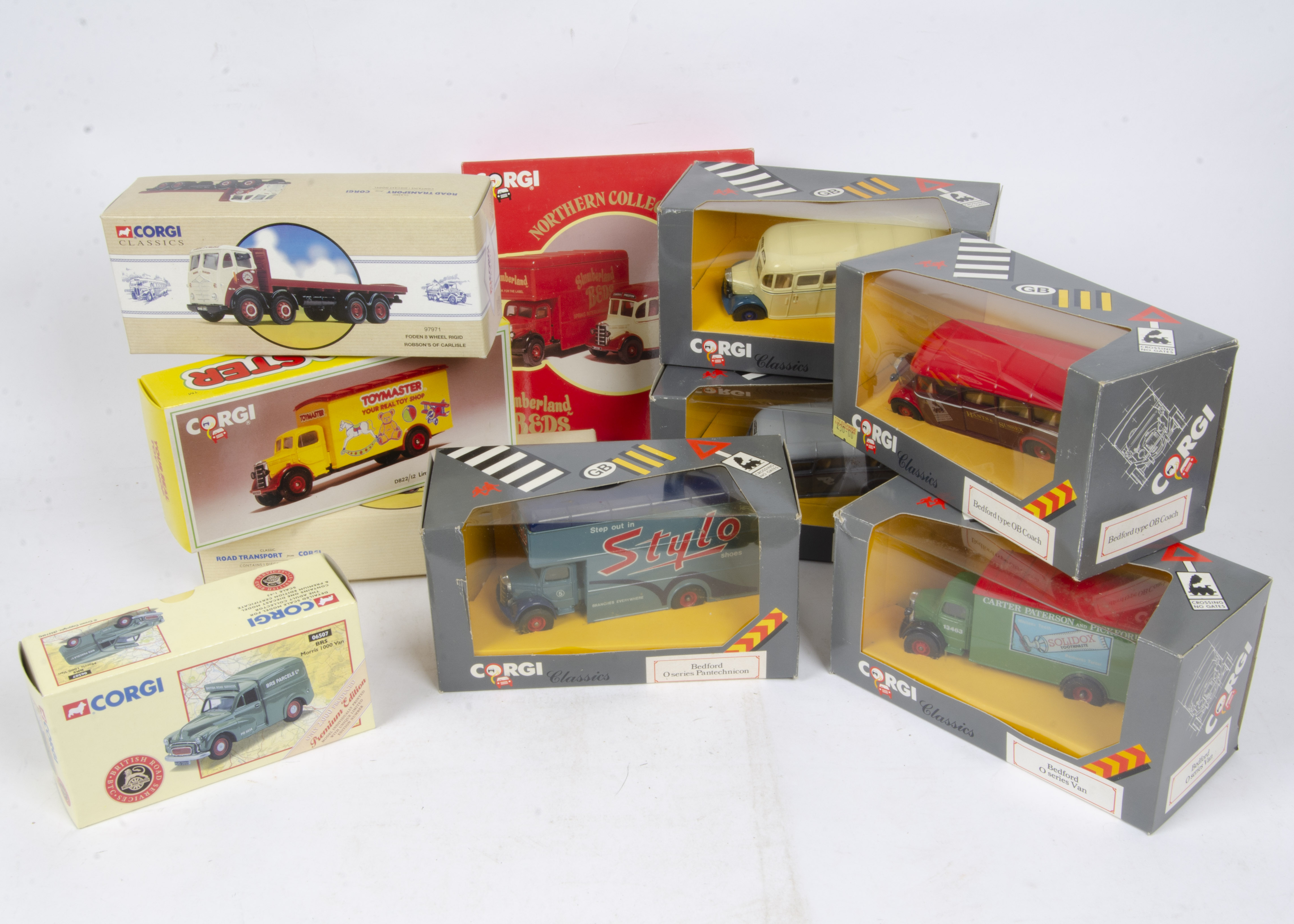 Corgi Classics and Others, a boxed group including Corgi Classics (grey box) OB Coaches and