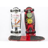 Three Variflex Skateboards, Street Life in red and black (2) and Rude Dog on Patrol in white, F, all