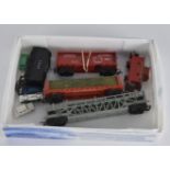 Tri-ang Hornby Rolling Stock Tri-ang Old Time Caboose with chimney, Car Transporter with four