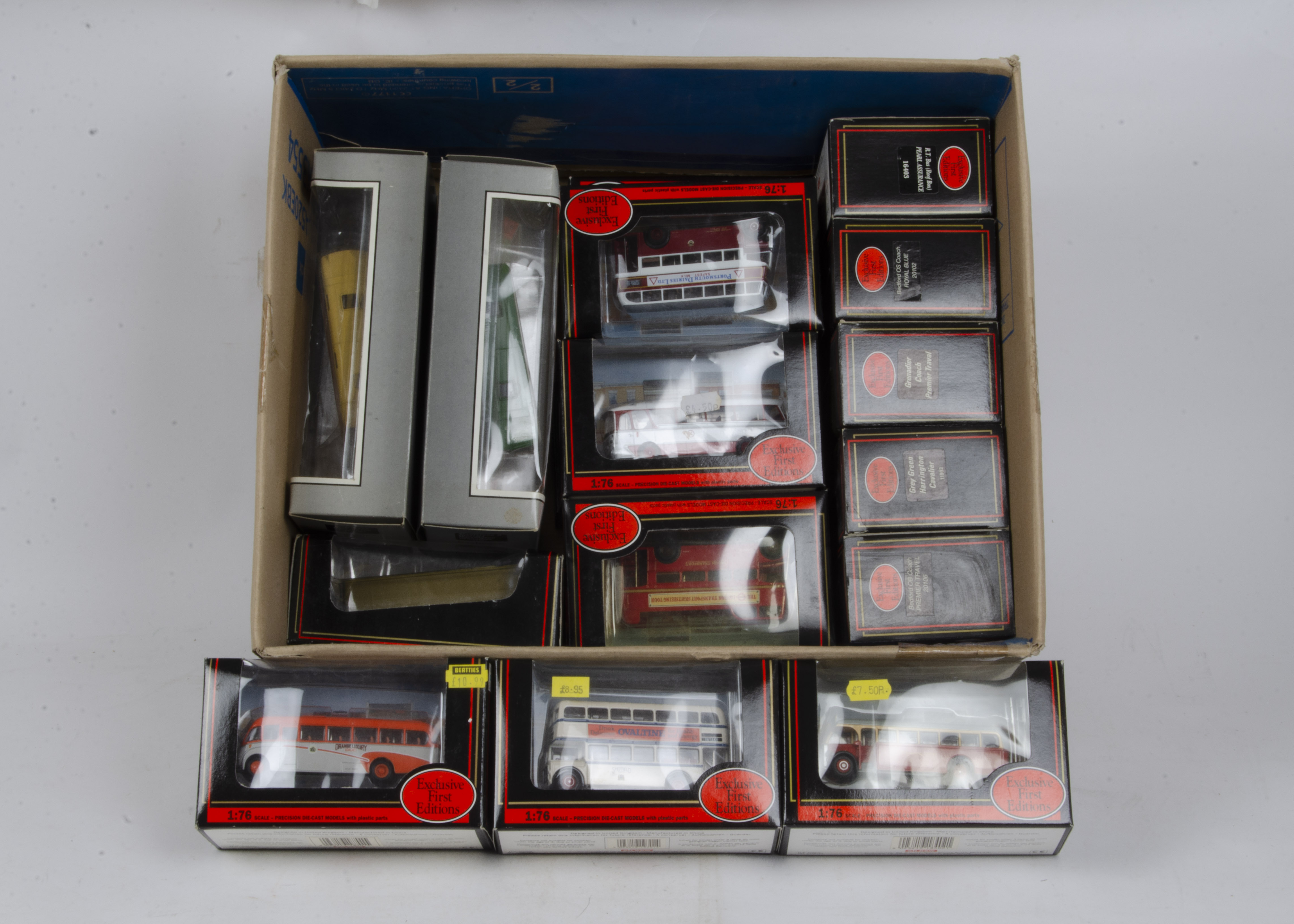 Exclusive First Editions, a boxed collection of vintage buses and coaches 1:76 scale, G-E, Boxes F-