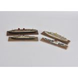 J G Cottrell 1940s-50s built 1:1200 Finescale wooden Ocean Liners Waterline Models all presented