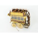 Large scale model of an open top Horse Drawn Omnibus, constructed mainly in wood with full detail to
