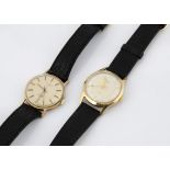 Two 9ct gold cased Rotary gentlemens wristwatches, one from the 1950s, the other c1980s, both on