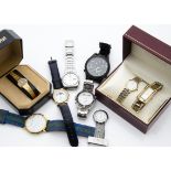 A collection of watches, including a Seiko 5 and a Seiko quartz, a lady's Jaquet-Droz automatic, a