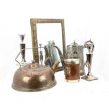 A collection of silver and silver plated and other items, inculding dressing table items, a silver