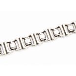 A continental white metal Art Deco style bracelet, marked 800 and FO to clasp, 19cm x 2.5cm wide