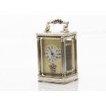 A fine modern silver small carriage timepiece from Charles Frodsham, having coronet to handle,